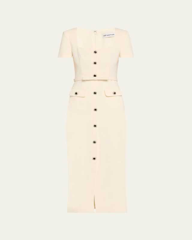 Crepe Button Midi Dress